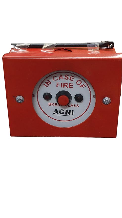 Agni Break Glass Fire Alarm Manual Call Point, Red Emergency Box with Safety Chain