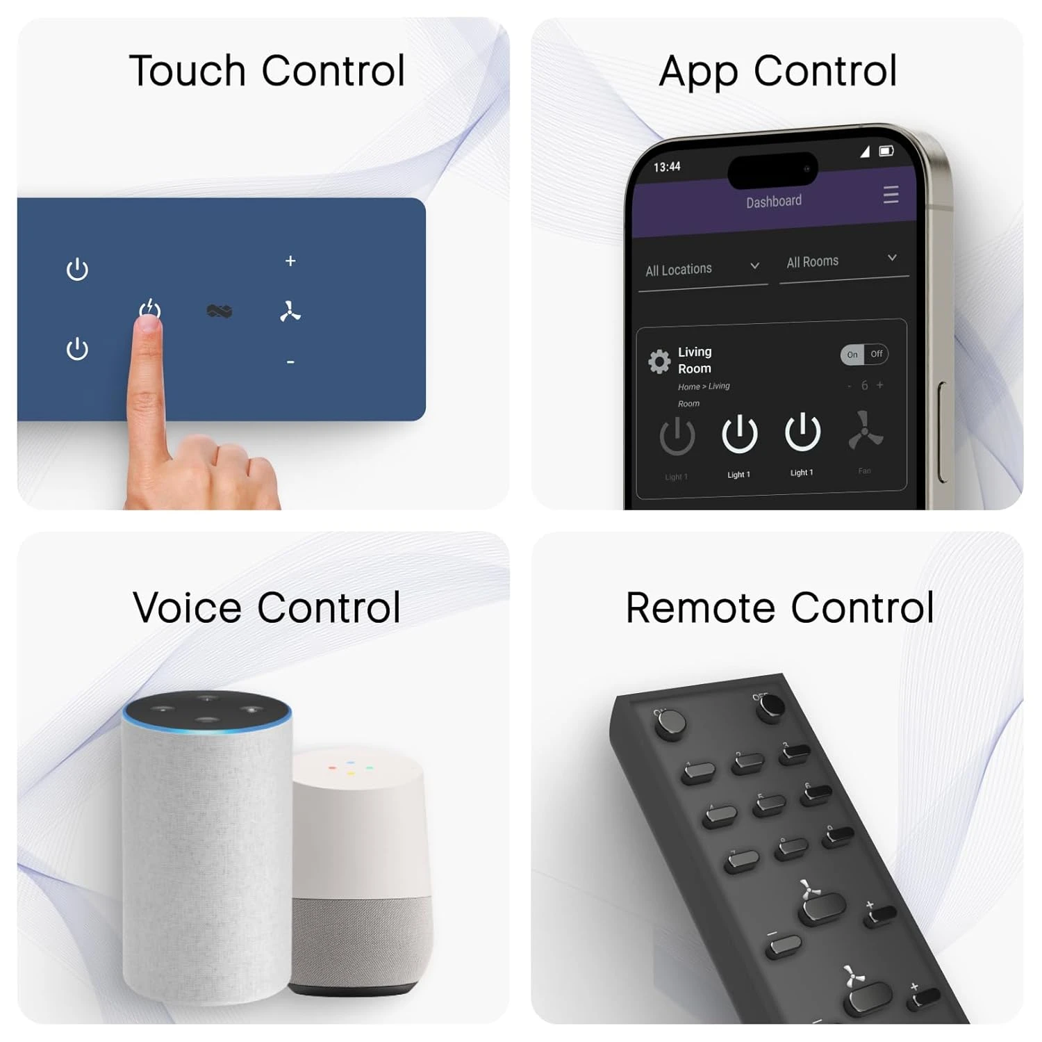 IOTICS Smart Wifi Switch Board: 7 x Switch & 1 Fan Module. Touch Control, Remote, App Control. Voice Control with Alexa & Assistant. Smart Touch Switch Board For Home Automation (Blue)