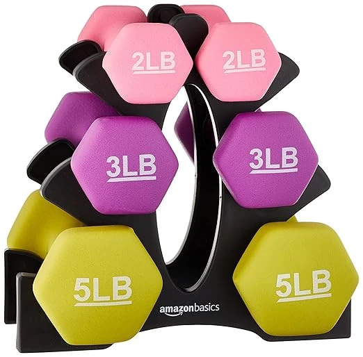 Premium Cast Iron Neoprene Coated Dumbbell Combo with Stand (18 Kg