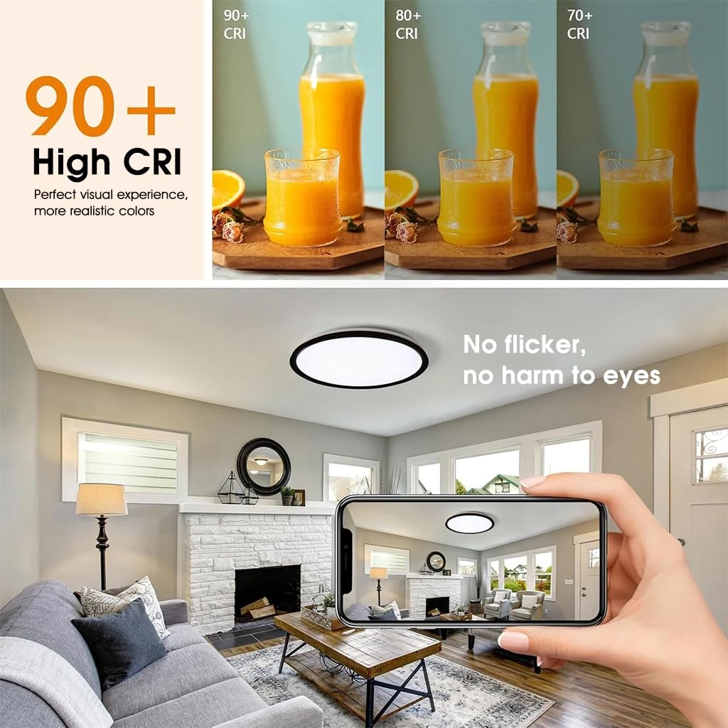 ELEPHANTBOAT plastic 12" Dimmable LED Ceiling Light with Remote Control