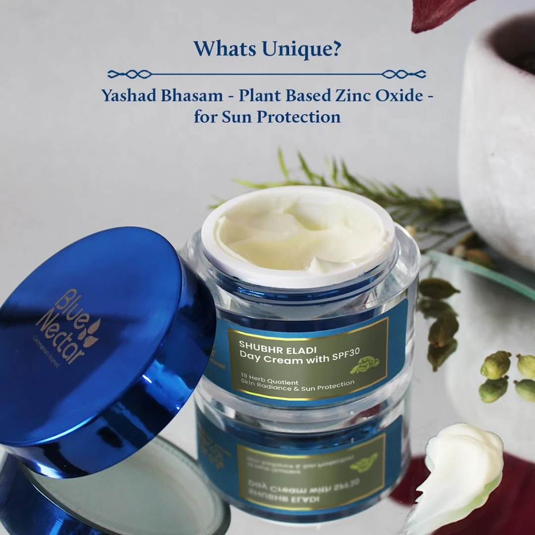 Blue Nectar SPF 30 Plant Based Brightening Face Cream Eladi Kumkumadi Cream for Natural Skin Brightening Face