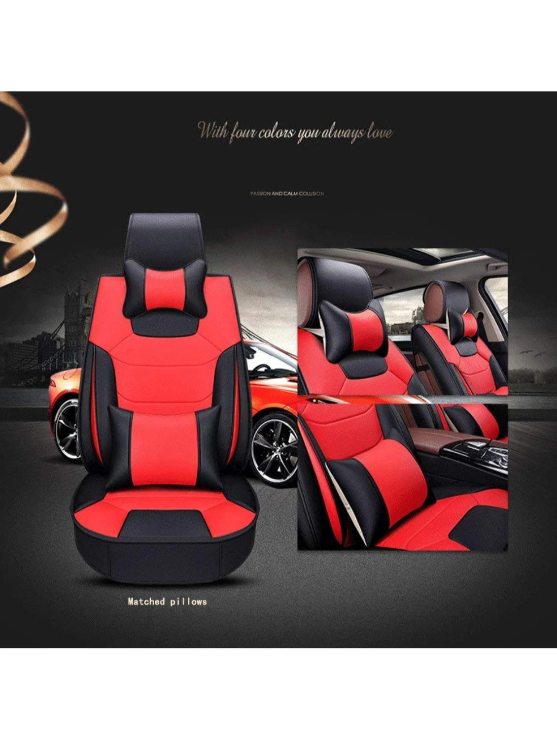 PegasusPremium PU Leather Car Seat Cover for Hyundai I20Active (Red-Black)
