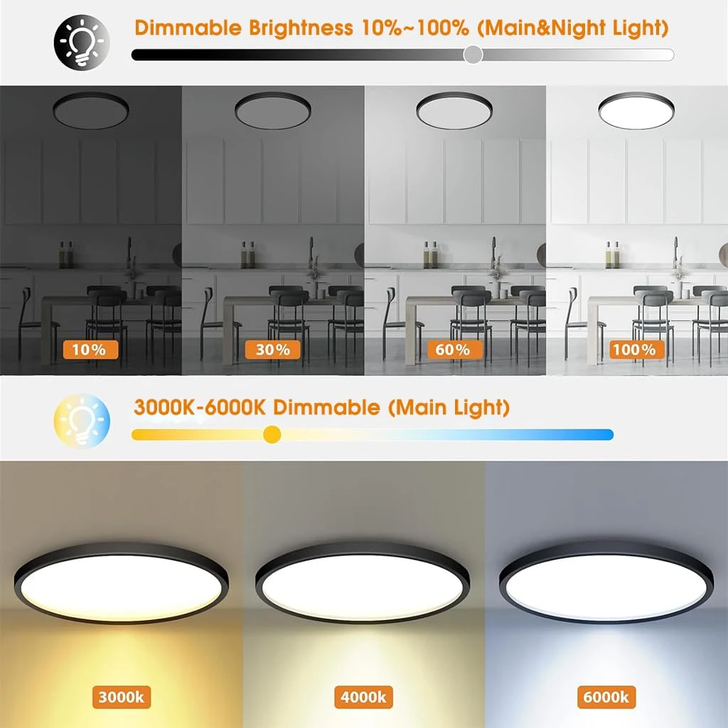 ELEPHANTBOAT plastic 12" Dimmable LED Ceiling Light with Remote Control