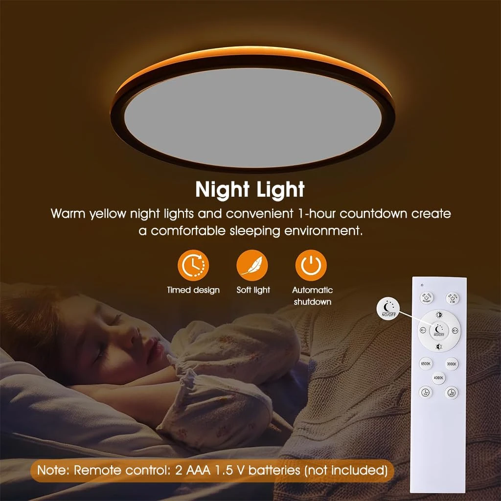 ELEPHANTBOAT plastic 12" Dimmable LED Ceiling Light with Remote Control