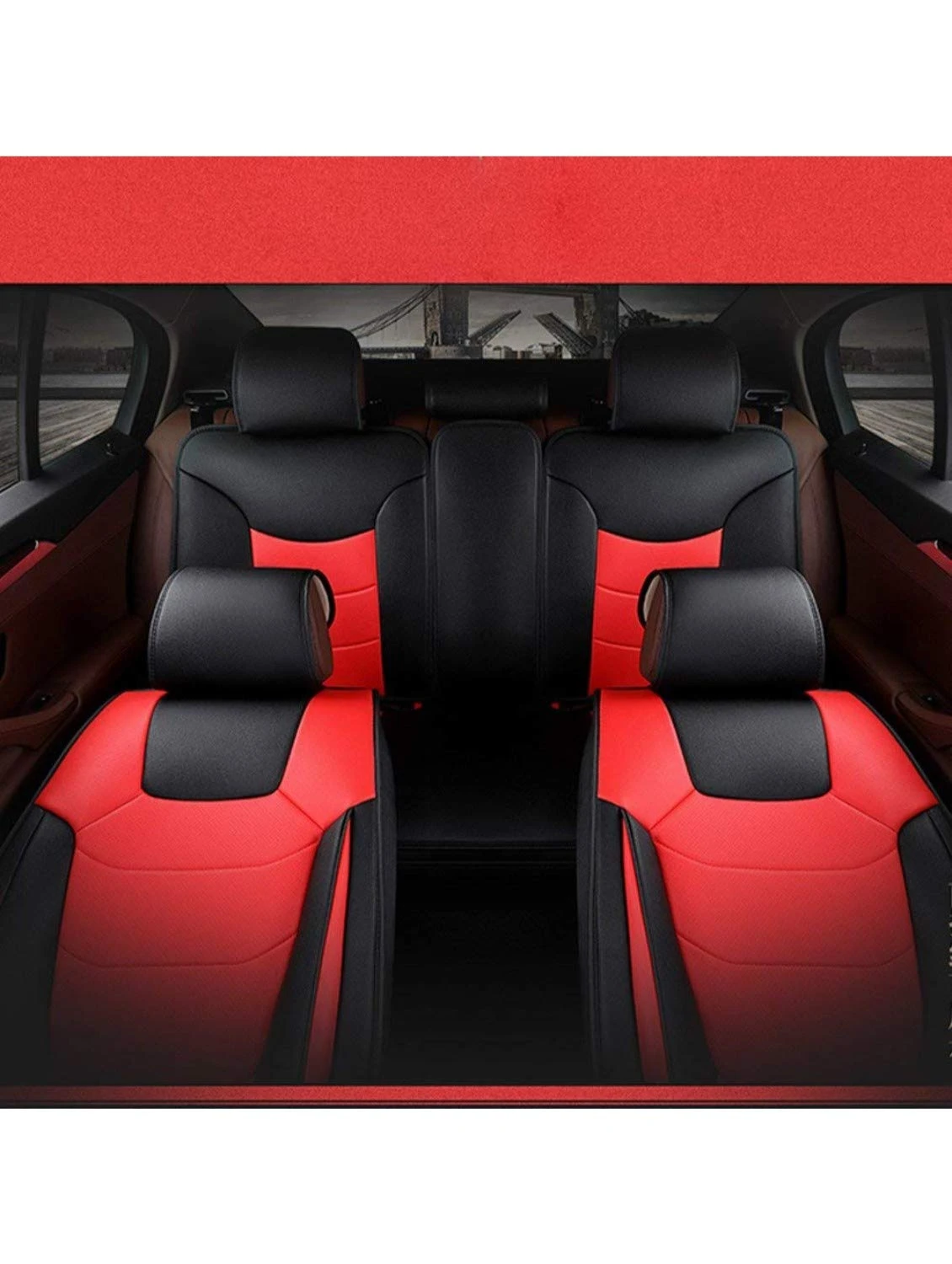 PegasusPremium PU Leather Car Seat Cover for Hyundai I20Active (Red-Black)