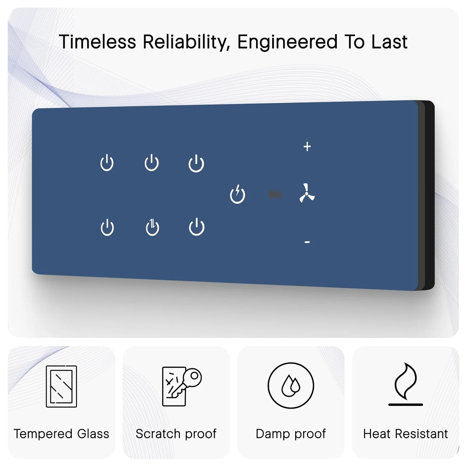 IOTICS Smart Wifi Switch Board: 7 x Switch & 1 Fan Module. Touch Control, Remote, App Control. Voice Control with Alexa & Assistant. Smart Touch Switch Board For Home Automation (Blue)