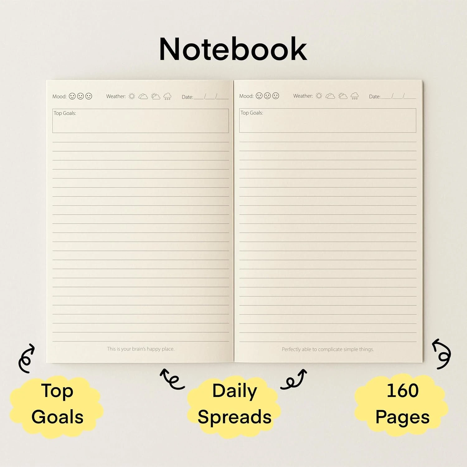 KALP A5 Notebook with Pocket Diary Set – 160 Pages, 80 GSM – Ruled, Soft Cover,