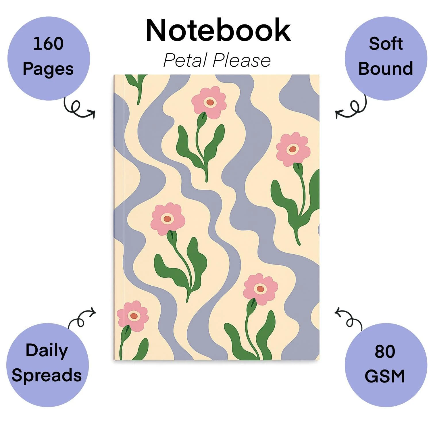 KALP A5 Notebook with Pocket Diary Set – 160 Pages, 80 GSM – Ruled, Soft Cover,