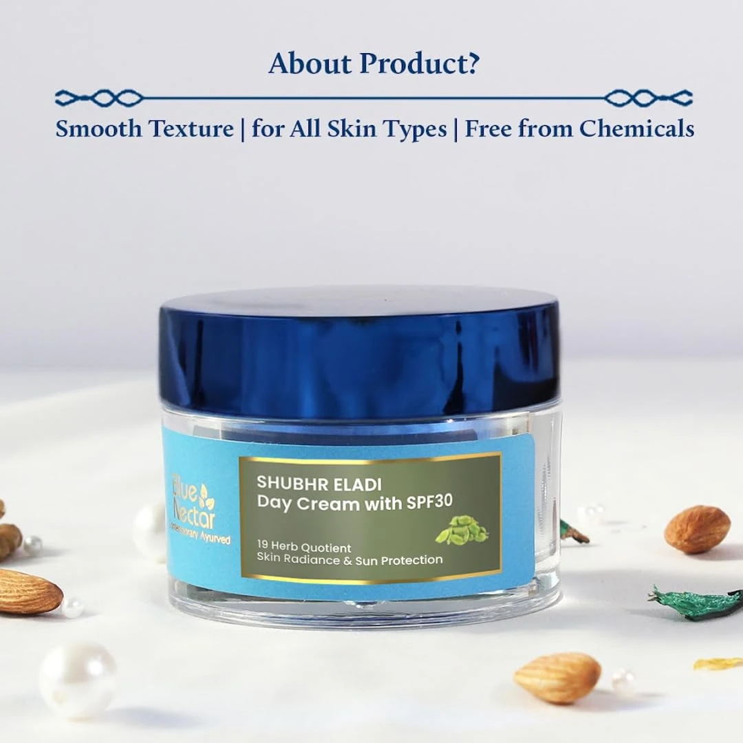 Blue Nectar SPF 30 Plant Based Brightening Face Cream Eladi Kumkumadi Cream for Natural Skin Brightening Face