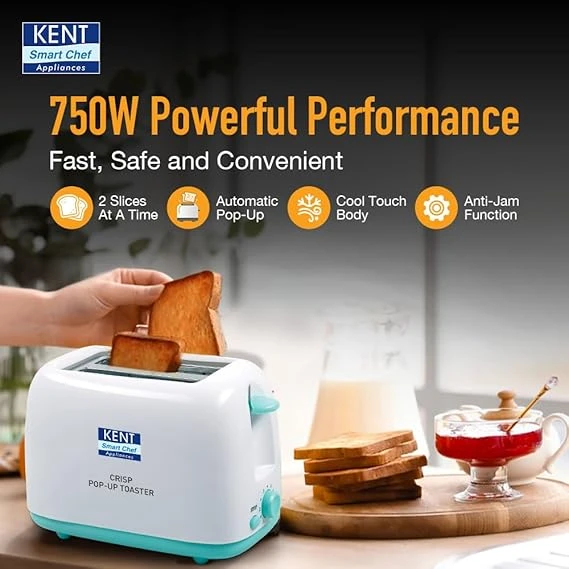 Toaster 750 Watts | 2 Slice Automatic Pop Up Electric Toaster