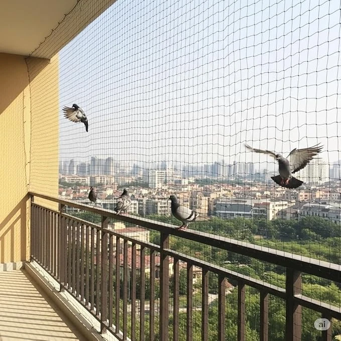 Pigeon Nets for Balconies (12 x 30 Ft - White) Anti Bird Pigeons Control Net, Heavy Duty HDPE Mesh Net for Balconies, Installation Kit Included