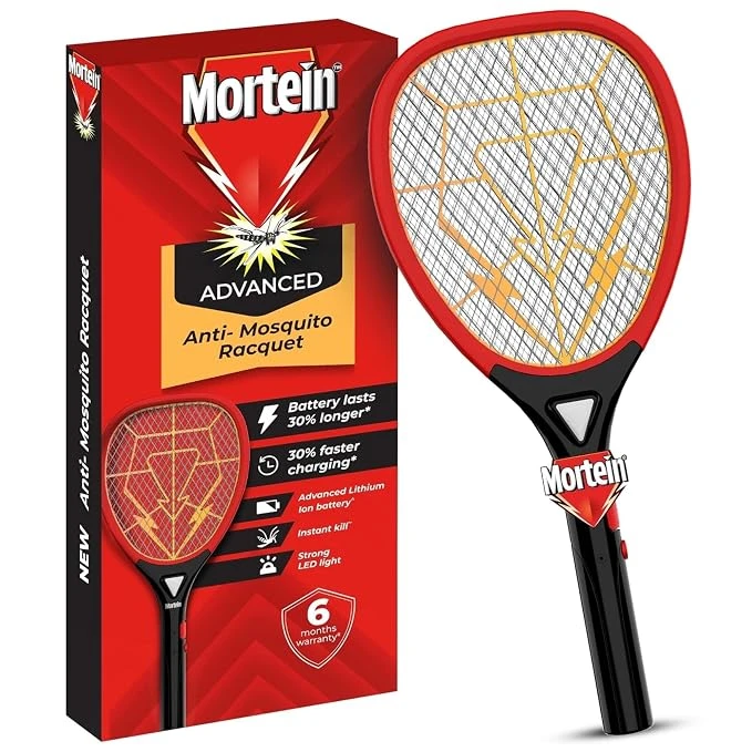 Mortein Advanced Anti-Mosquito Racquet | Mosquito Bat | Electric Fly Swatter | Mosquito Killer Racket | Bat to Hit Mosquito, Multicolor