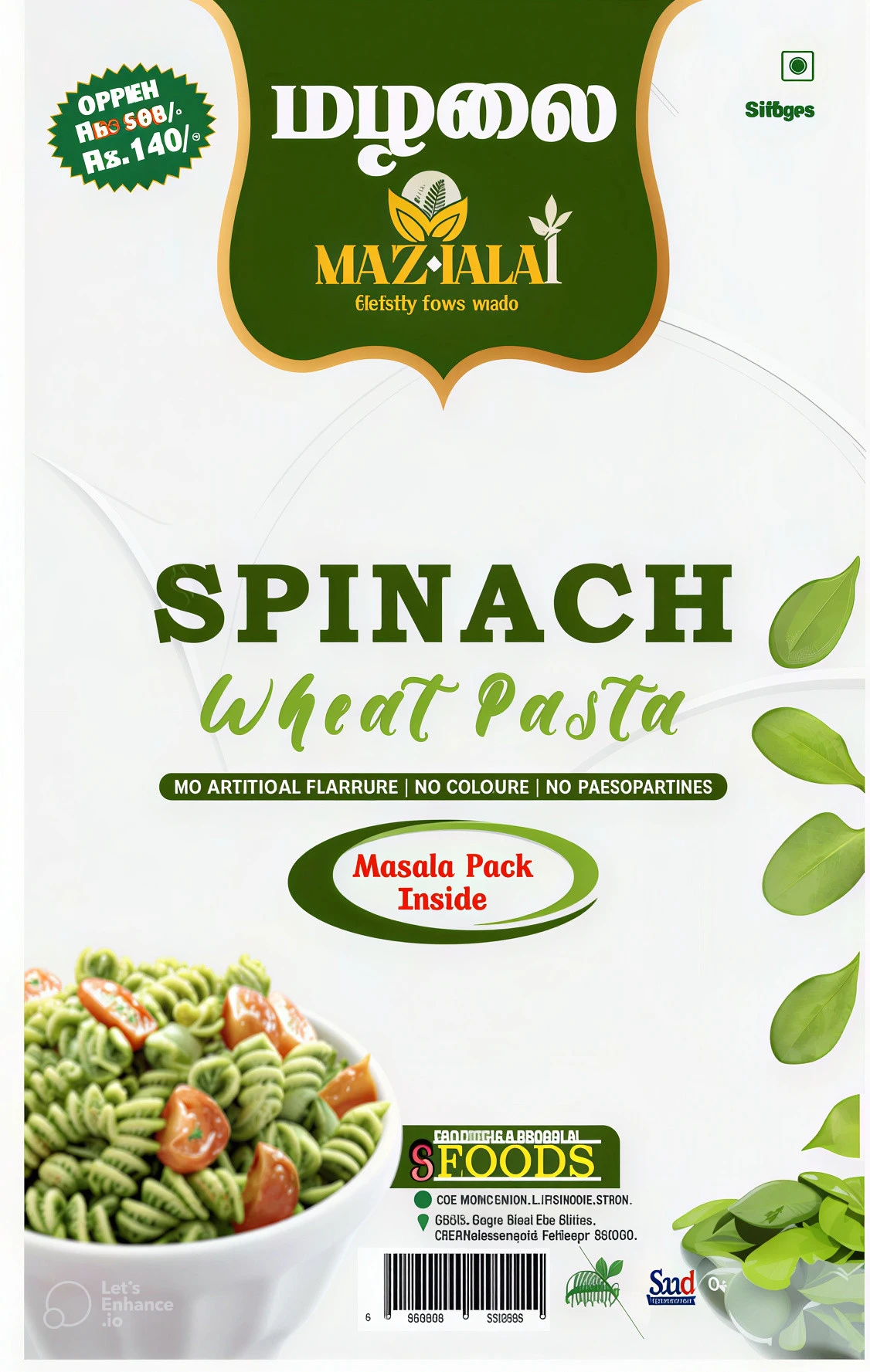 Spinach Wheat Pasta